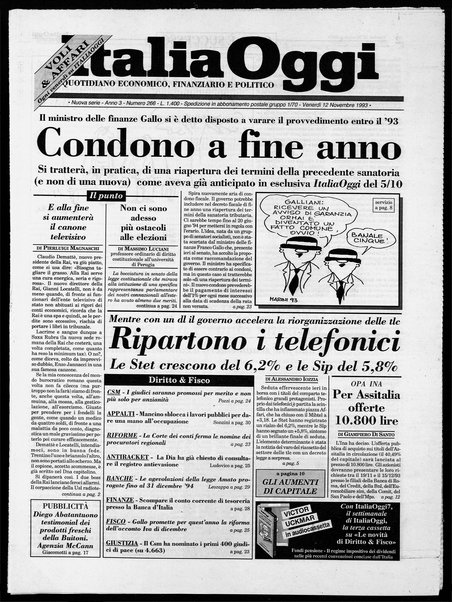 Italia oggi : quotidiano di economia finanza e politica